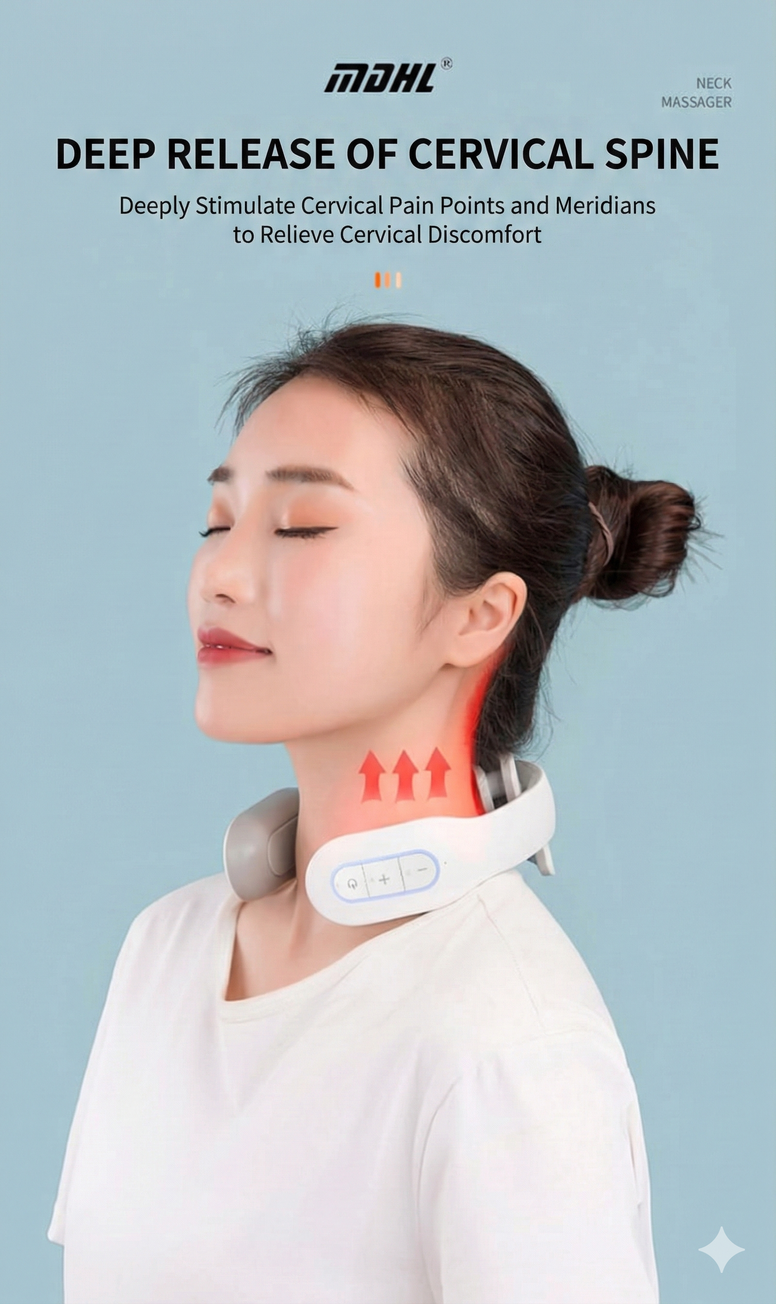 Smart Electric Neck Massager with Heat | Cervical Pain Relief Device (USB Rechargeable)