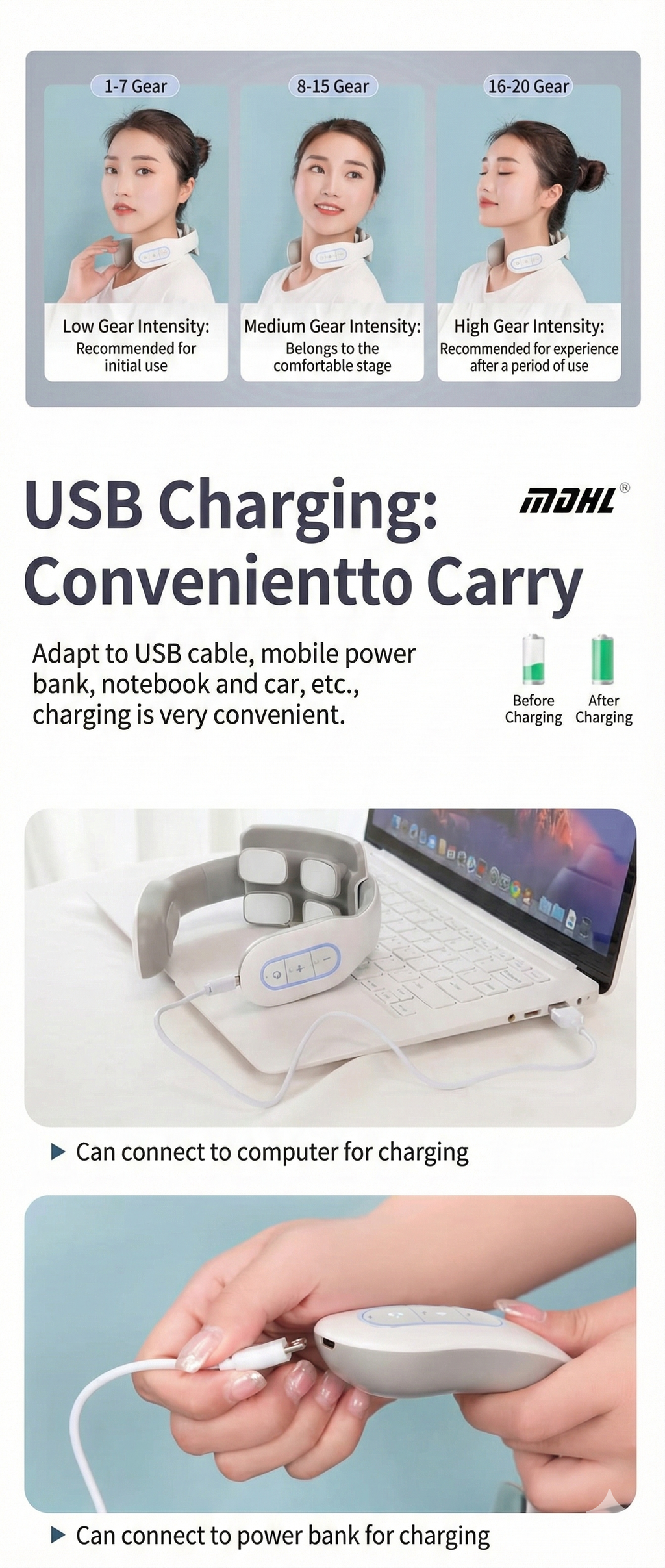 Smart Electric Neck Massager with Heat | Cervical Pain Relief Device (USB Rechargeable)