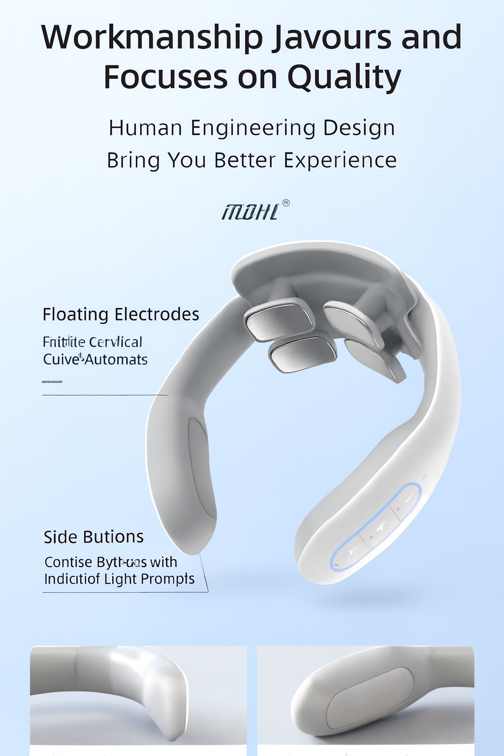 Smart Electric Neck Massager with Heat | Cervical Pain Relief Device (USB Rechargeable)
