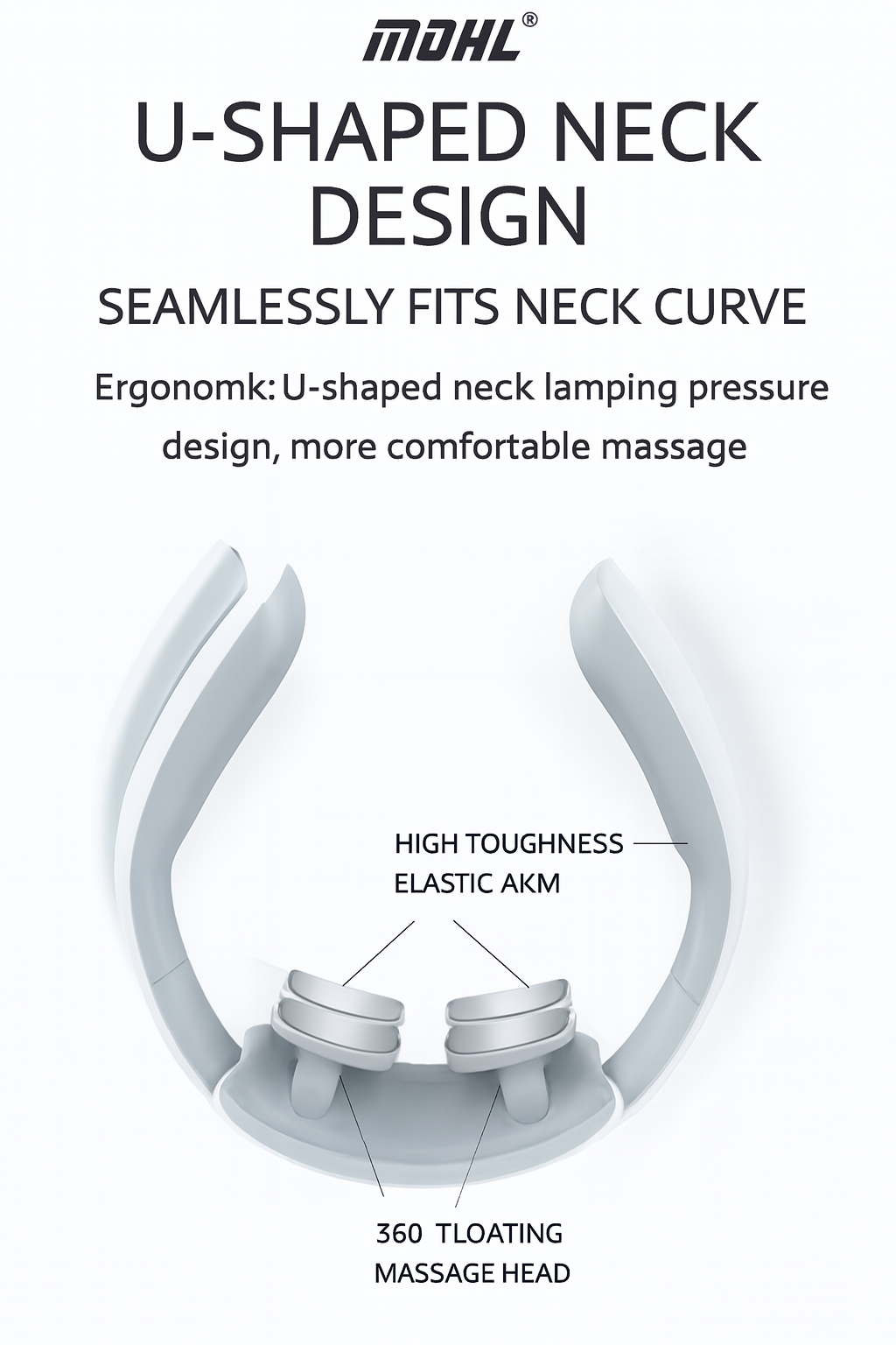 Smart Electric Neck Massager with Heat | Cervical Pain Relief Device (USB Rechargeable)