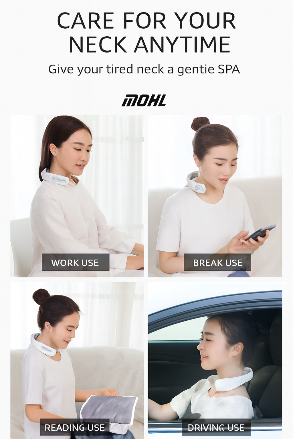 Smart Electric Neck Massager with Heat | Cervical Pain Relief Device (USB Rechargeable)