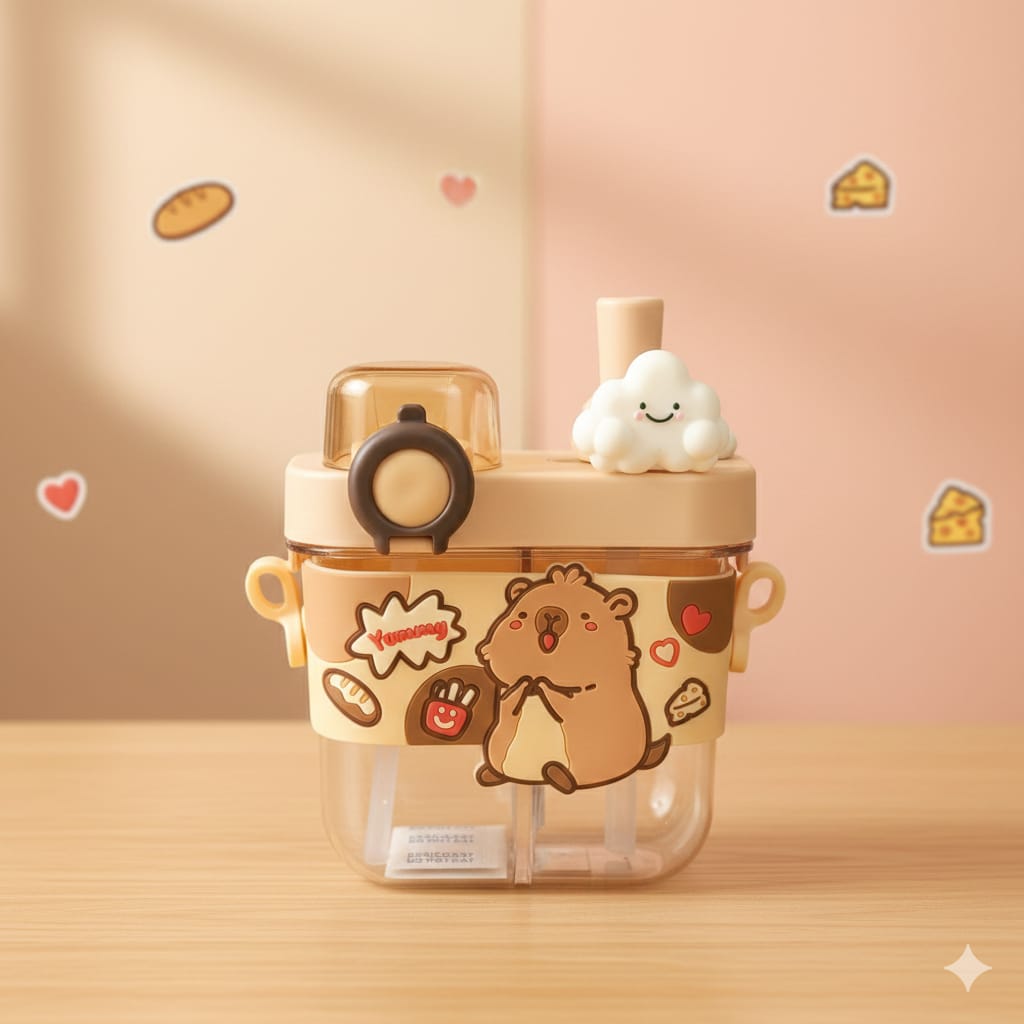 Cute Cartoon Kids Straw Bottle – Leak-Proof | BPA-Free | Multiple Characters