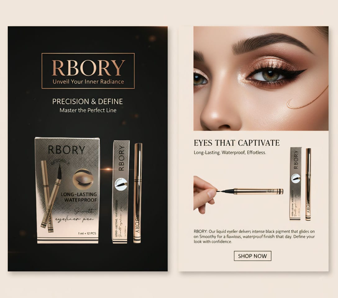 RBORY Precision Waterproof Eyeliner – Long-Lasting Black