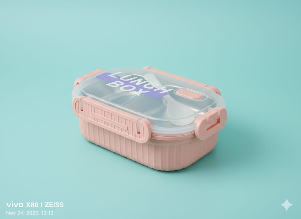 Premium Pastel Airtight Lunch Box – BPA-Free, 3-Compartment Design