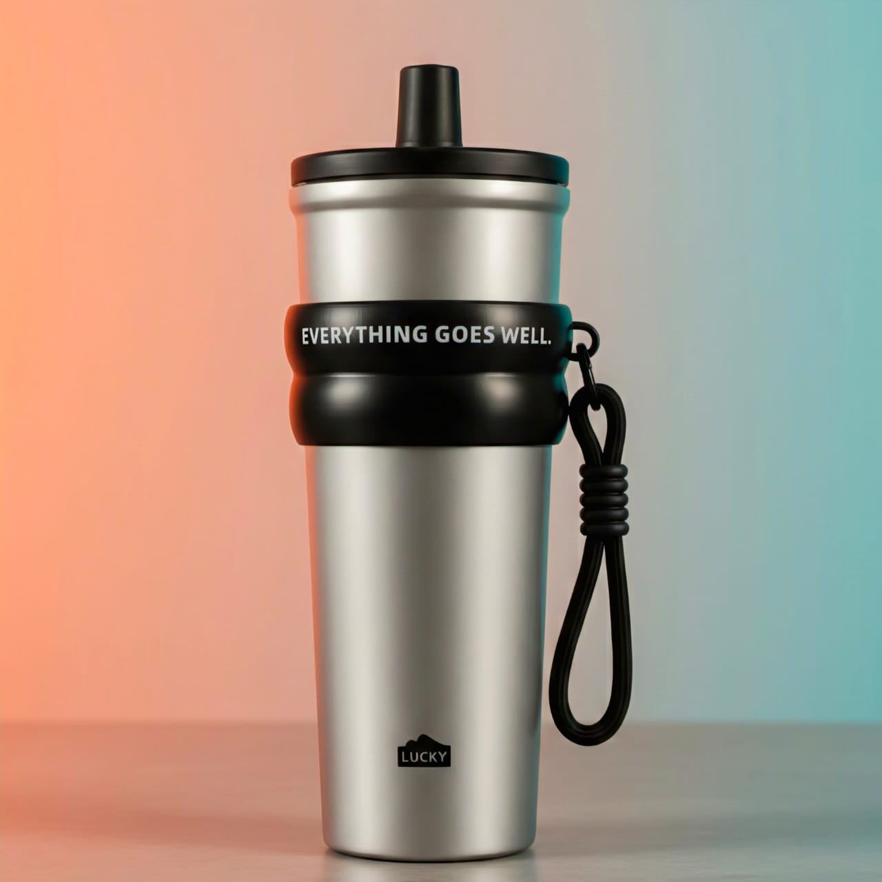 Motivational Stainless Steel Sipper Bottle – “Everything Goes Well” | Leak-Proof | 3 Color Options