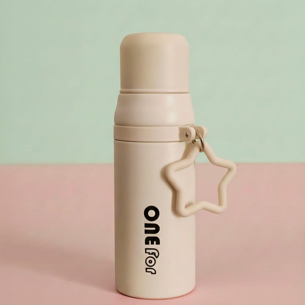 OneFor Cute Star-Handle Stainless Steel Thermos Bottle – 420ml