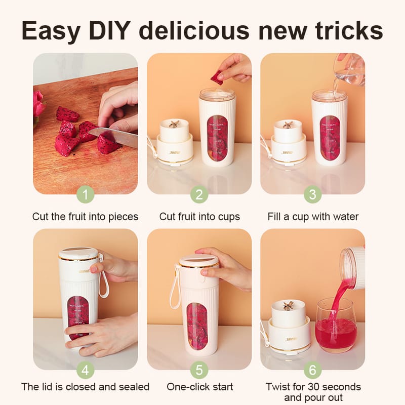 MDHL Portable Juicer Blender – 340ml USB Rechargeable Smoothie Maker