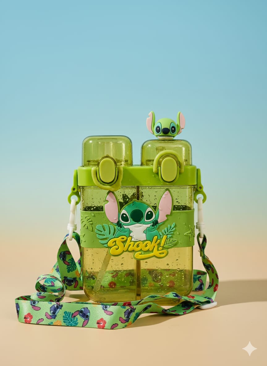 Cute Alien Dual-Chamber Water Bottle With Strap – 700ml