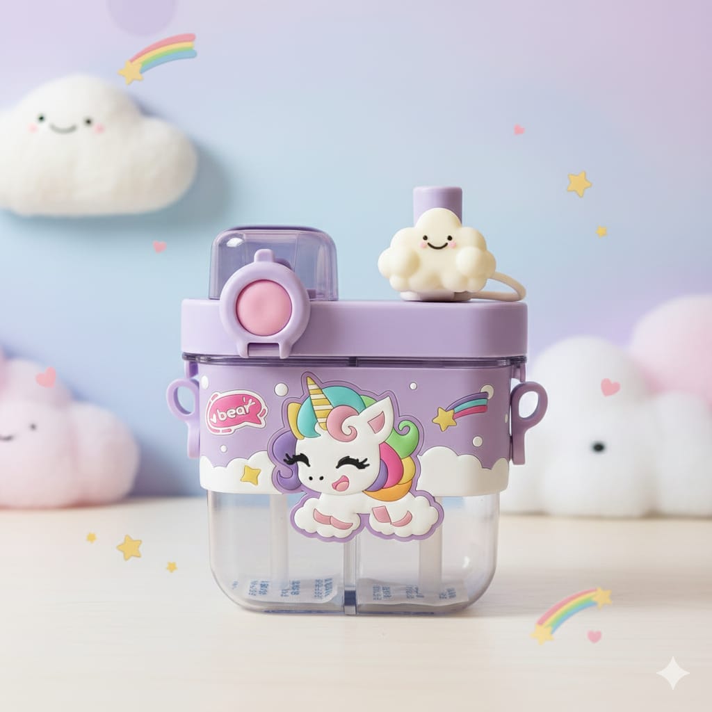 Cute Cartoon Kids Straw Bottle – Leak-Proof | BPA-Free | Multiple Characters